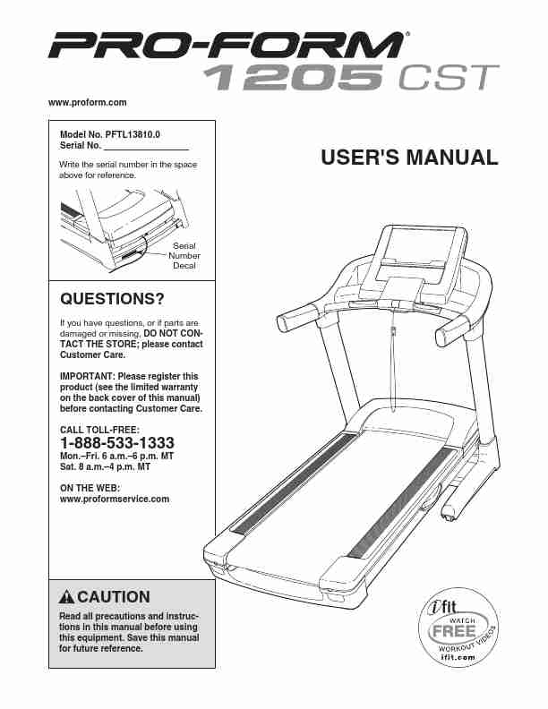 ProForm Treadmill Not AvailablePFTL13810_0-page_pdf